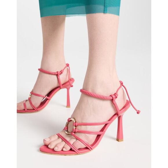 Aje Mirage Leather Strappy Heel Rouge Pink Size 8 - Picture 3 of 10